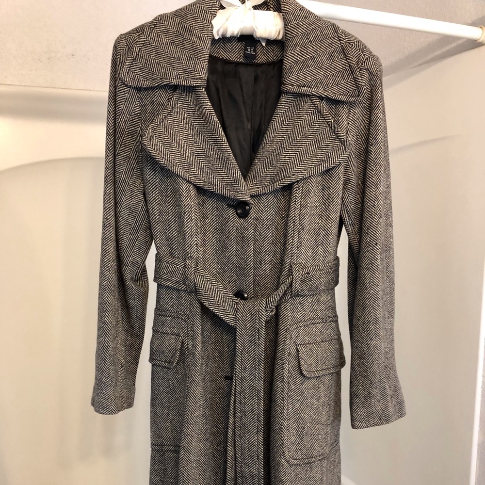 H&M Herringbone Wool Trench Coat